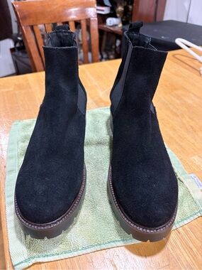 Tesori Black Suede Chelsea Ankle Boot